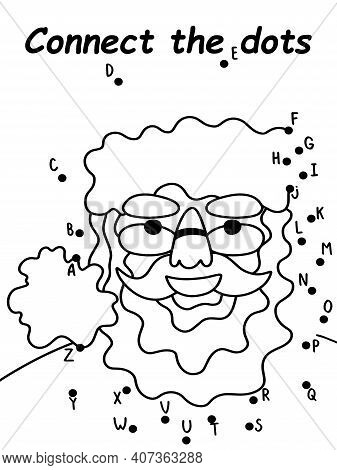 Connect The Dots Game With Santa Claus Stock Vector Illustration. Smiling Santa With Hat Dot-to-dot 