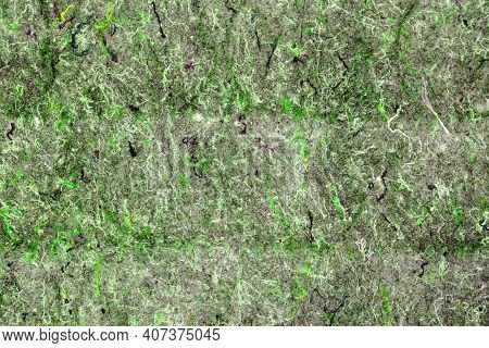 Green Fabric Texture With Pile And Thread, Closeup Background