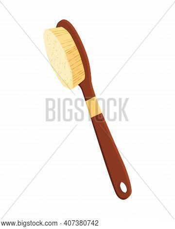 Bath House Sauna Brush Icon. Item For Pleasure And Relaxing. Vector Illustration Of Steam Bath Acces