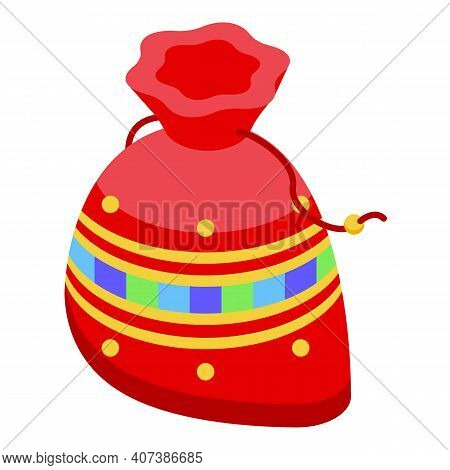 Charm Lucky Bag Icon. Isometric Of Charm Lucky Bag Vector Icon For Web Design Isolated On White Back