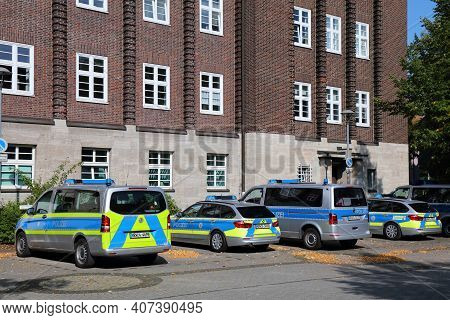Bochum, Germany - September 17, 2020: German Police Vehicles Parked In Bochum. North Rhine-westphali