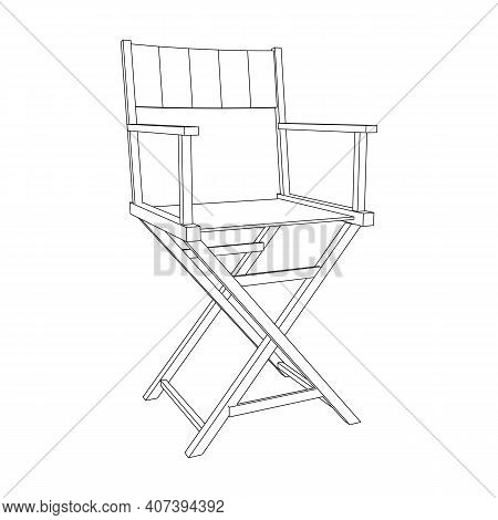 Director Movie Workplace Chair. Wireframe Low Poly Mesh Vector Illustration