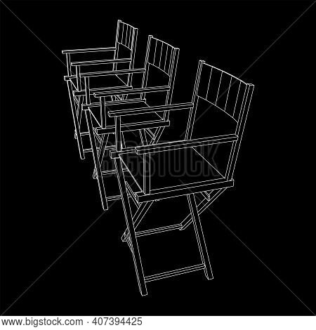Director Movie Workplace Chair. Wireframe Low Poly Mesh Vector Illustration