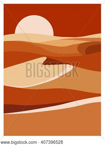 Vector Background Dramatic Desert Dunes And Sunset