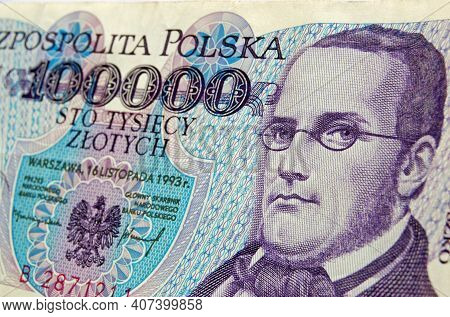 A Polish Banknote For 100,000 Zloty Showing The Composer And 'father Of Polish Opera' Stanislaw Moni