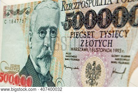 A Polish Zloty Banknote Showing The Nobel Prize Winning Writer Henryk Sienkiewicz.