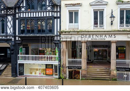 Chester; Uk: Jan 29, 2021: The Debenhams Department Store On Eastgate Street Was The Only Shop In Th