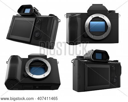 Concept Of Nonexistent Dslr Camera Isolated On A White Background With Clipping Path. 3d Rendering O