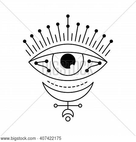 Blackwork Mystic Eye Tattoo. Eye Of Providence Magic Witchcraft Symbol. Evil Eye Amulet Geometric Or
