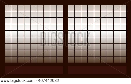 Traditional Japanese Wooden Paper Wall, Folding Screen