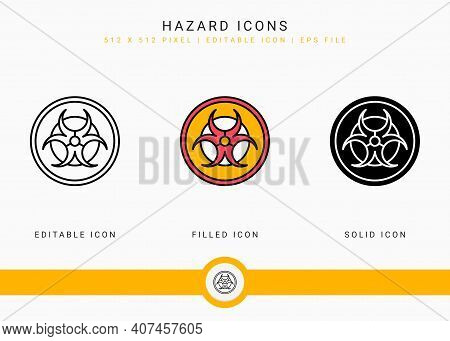 Hazard Icons Set Vector Illustration With Solid Icon Line Style. Exclamation Mark Alert Concept. Edi