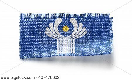 Cis Flag On A Piece Of Cloth On A White Background