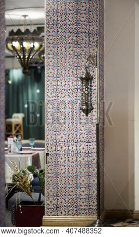 Nur-sultan, Kazakhstan: January 11, 2021 - Interior Of The Cafe In Oriental Style