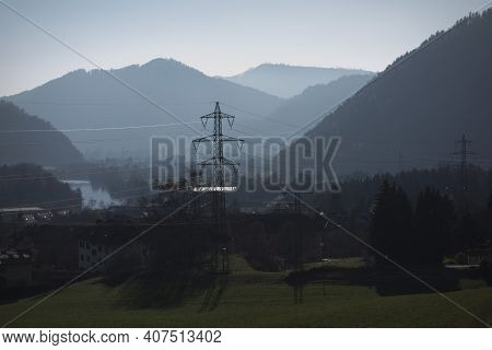 Energy Supply With A 380 Kv Power Line And Power Pole
