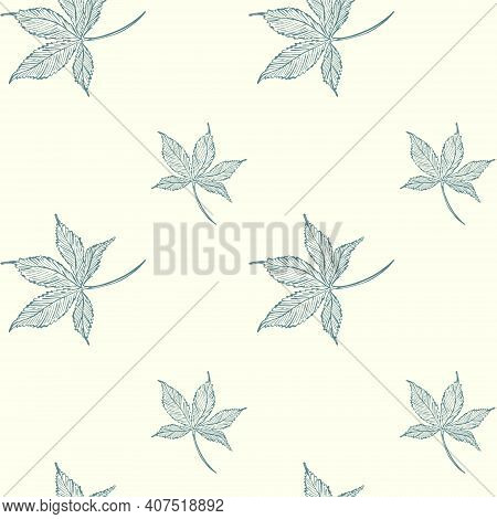 Seamless Background With Leaves. Vector Repeating Pattern Of Leaves. Background For Interior Design 