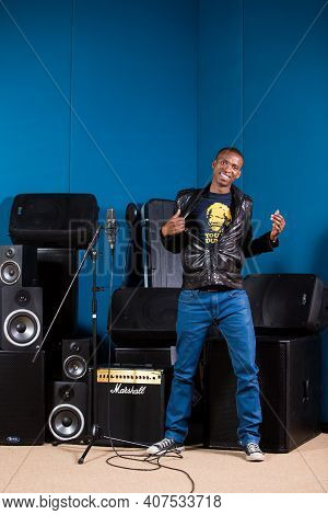 Black African, Executive Producer And Director David Mashabela In Recording Studio