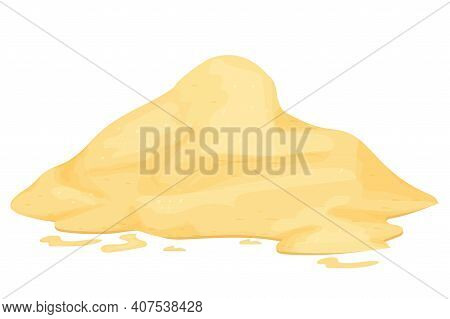Pile Of Sand Detailed Drawing Isolated On White Background. Sandy Dune In Desert Or At Beach, Constr