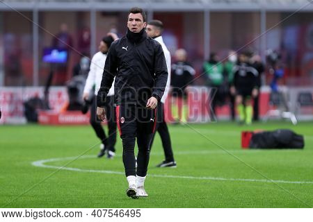 Milano, Italy. 07th February . Mario Mandzukic Of Ac Milan  During The Serie A Match Between Ac Mila