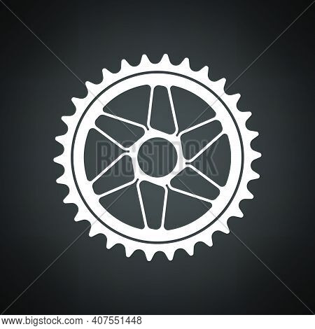 Bike Gear Star Icon. White On Black Background. Vector Illustration.