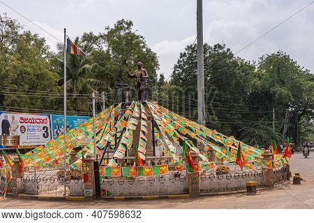 Vijayapura, Karnataka, India - November 8, 2013: Statue Of Dr. B.r. Ambadkar On His Roundabout Encir