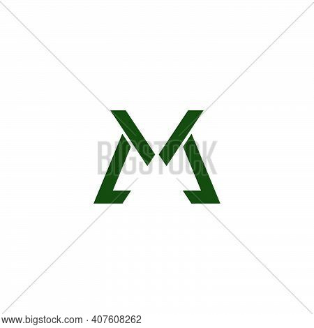 Letter Mv Linear Simple Geometric Flat Logo Vector