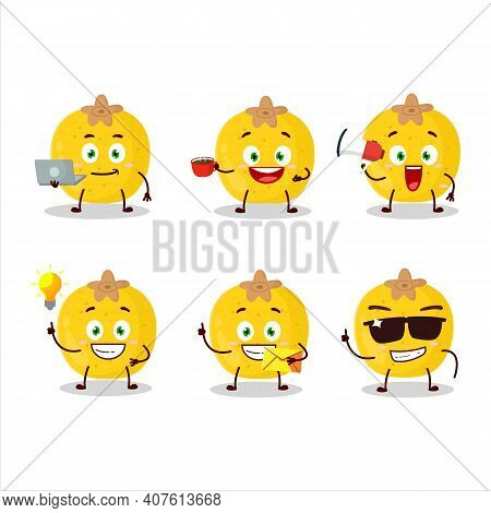 Nance Fruit Cartoon Character With Various Types Of Business Emoticons