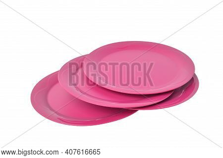 Klang,malaysia:february 11, 2021-purple Plates Over White Background. Tupperware Brand