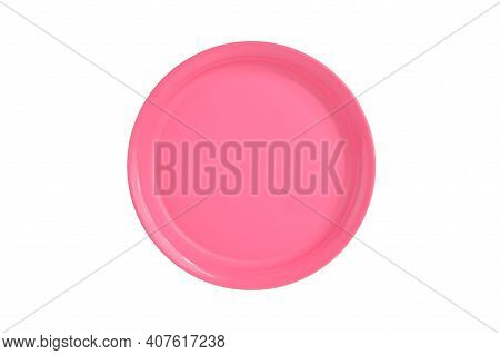 Klang,malaysia:february 11, 2021;top View Of Pink Plate Over White Background. Tupperware Brand.