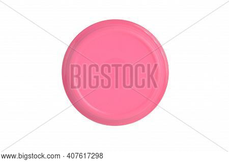 Klang,malaysia: February 11, 2021-back View Of Pink Plate Over White Background. Tupperware Brand.