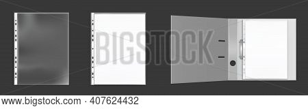 White Binder Envelope Dl And Square Template. Vector Realistic Mockup Of Blank Closed And Open Envel