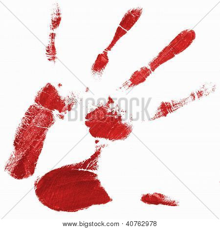 Hand Print With Red Color
