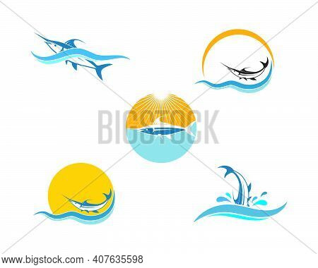 Blue Marlin Fish Icon Logo Illustration