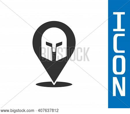 Grey Greek Helmet Icon Isolated On White Background. Antiques Helmet For Head Protection Soldiers Wi