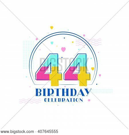 44 Birthday Celebration, Modern 44th Birthday Design Vector Illustration
