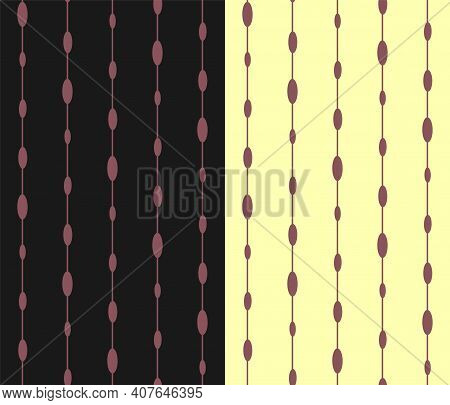 Anstract Neutral Seamless Pattern. Minimalistic Vertical Illustration With Stripes, Ellipses. Black,