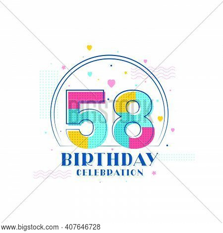 58 Birthday Celebration, Modern 58th Birthday Design Vector Illustration