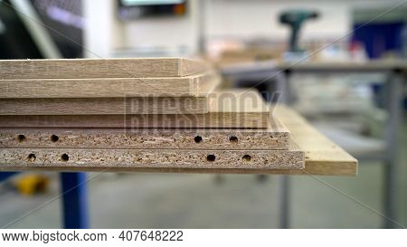 Furniture Workshop For The Production Of Furniture. Production, Manufacture And Woodworking Industry