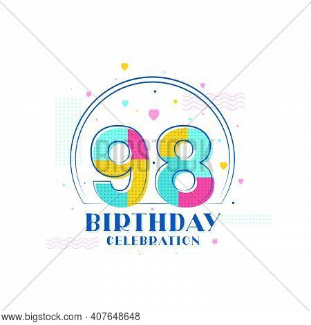 98 Birthday Celebration, Modern 98th Birthday Design Vector Illustration