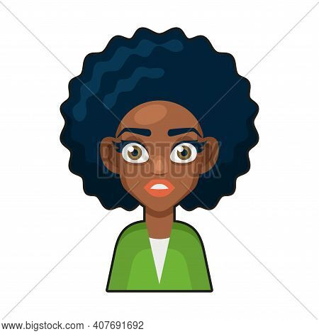 Black African American Or Hindu Girl Avatar. Cartoon Style Userpic Icon. Vector