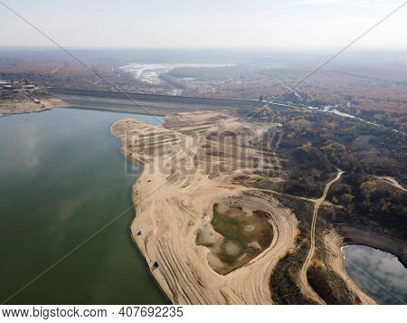 Aerial View Of Pyasachnik (sandstone) Reservoir, Sredna Gora Mountain, Plovdiv Region, Bulgaria