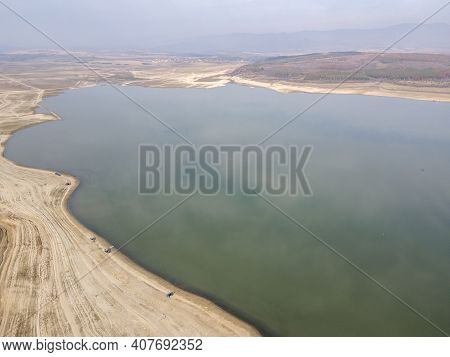 Aerial View Of Pyasachnik (sandstone) Reservoir, Sredna Gora Mountain, Plovdiv Region, Bulgaria