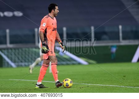 Torino, Italy. 09th Fabruary 2021 . Gianluigi Buffon Of Juventus Fc  During The Coppa Italia Semi-fi