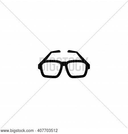 Black Flat Hipster Glasses Icon. Isolated On White. Eyeglasses With Bows. Vector Illustration. Simpl