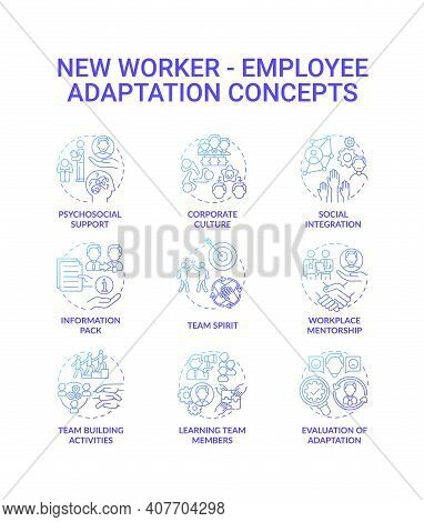Social Integration Concept Icons Set. Information Pack Idea Thin Line Rgb Color Illustrations. Team 