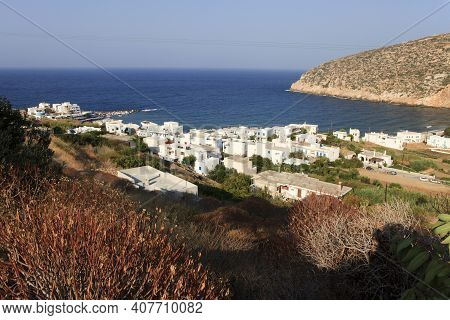 Apollon, Naxos / Greece - August 23, 2014: Apollon Village View, Naxos, Cyclades Islands, Greece