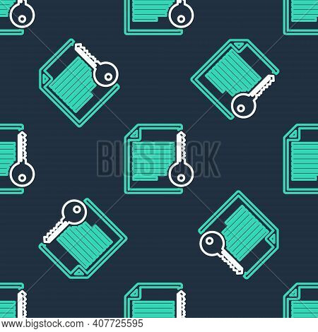 Line Smart Contract Icon Isolated Seamless Pattern On Black Background. Blockchain Technology, Crypt
