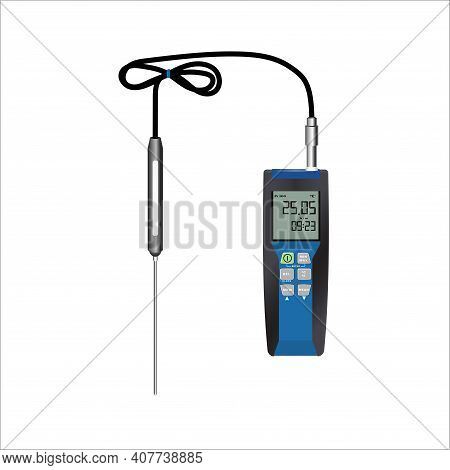 Precision Electronic Thermometer. Large Backlit Display. Vector Illustration
