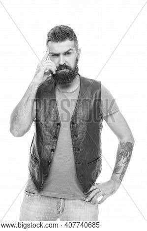 Think Different Way. Masculinity Concept. Barber Shop And Beard Grooming. Styling Beard And Moustach