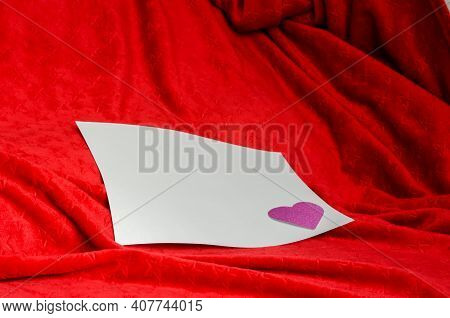 Valentine Day,red Fabric Background With Embossed Stars