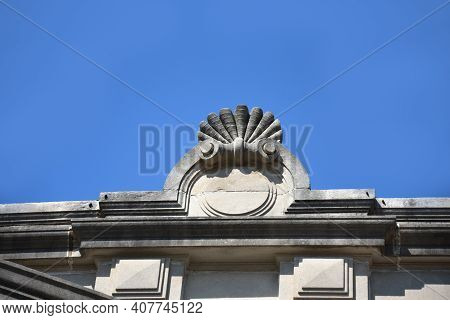The Ruston State Bank, Ruston, Louisiana, Is Decorated In The Beaux Arts Style.  This Shell Decorati